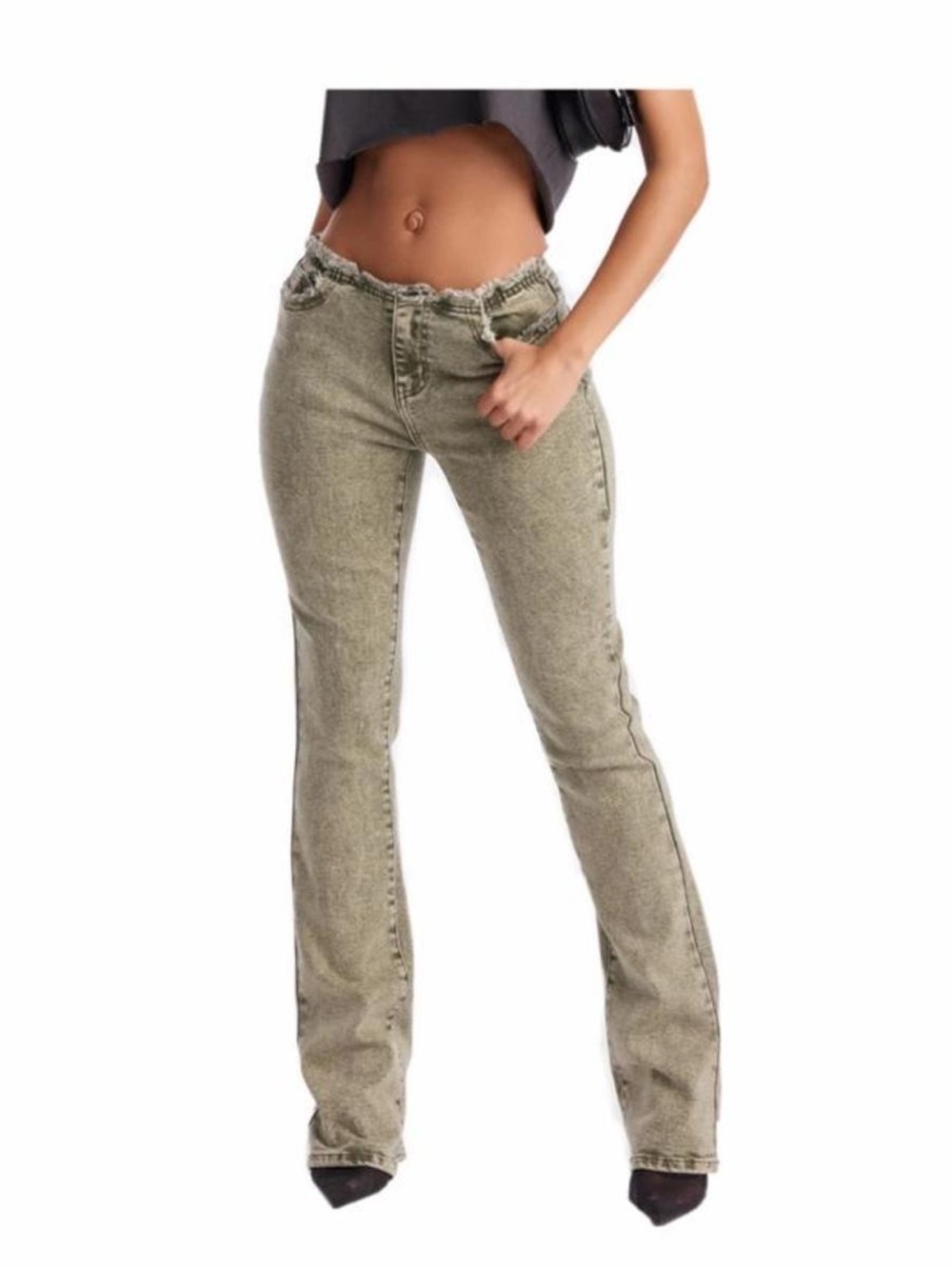 Fashion Nova Highly Motivated Stretch Bootcut Jeans - Olive